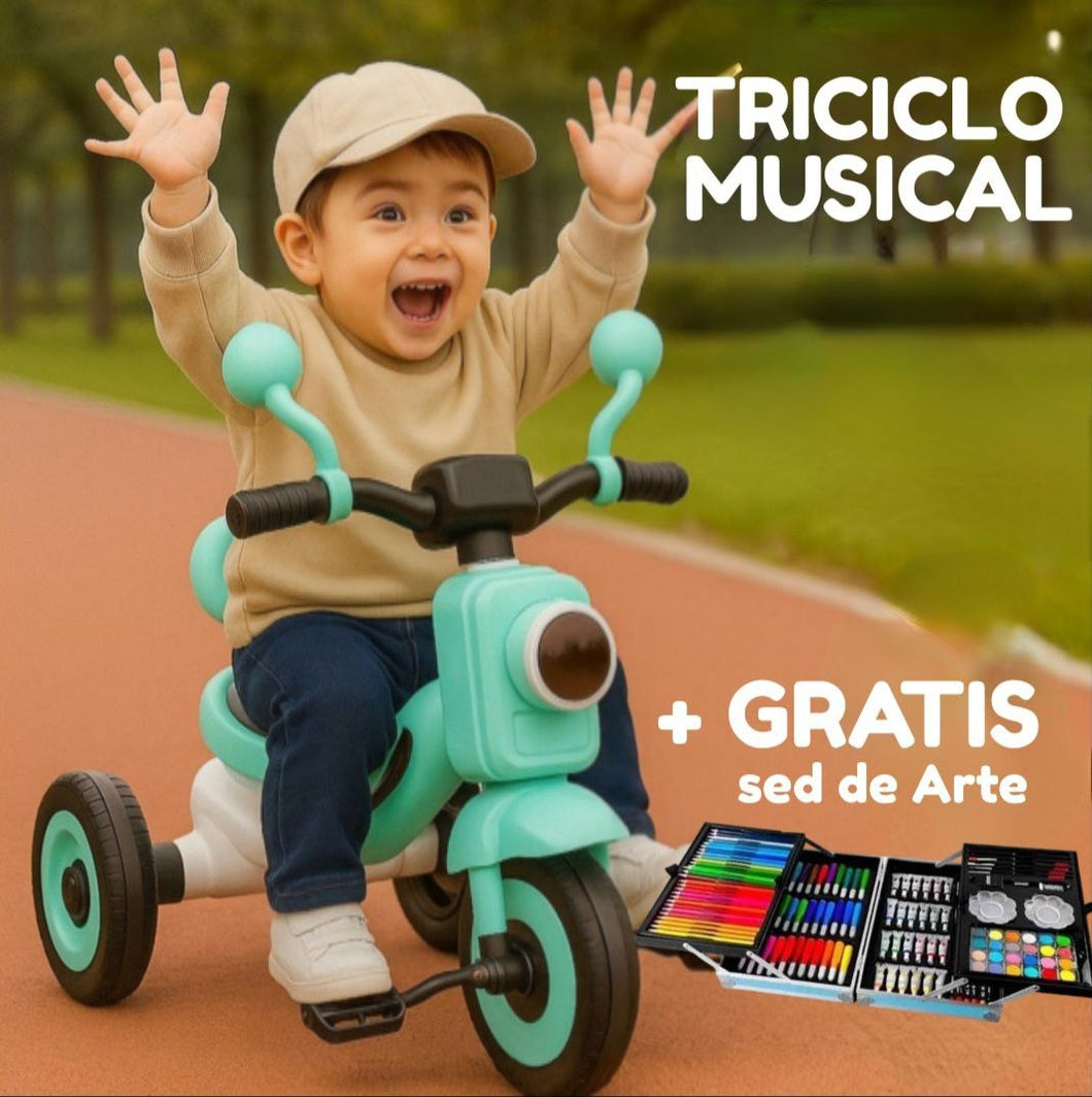 🎁TRICICLO MUSICAL PARA NIÑOS🤩 + GRATIS SED DE ARTE🎨
