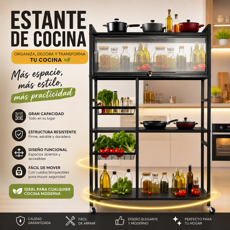 🔥 ESTANTE DE COCINA CON TAPA 🏡
