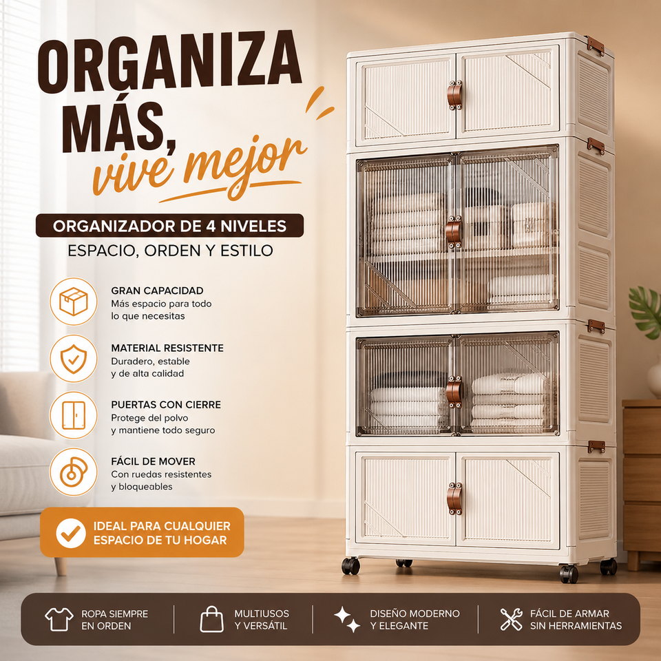 🔥🏡 ORGANIZADOR 4 NIVELES - ALTURA 1.90m CON RUEDAS ✨