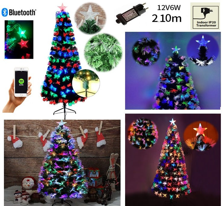 ARBOL DE NAVIDAD PINO 2.10 METROS BLUETOOTH CON PARLANTES + 300 LUCES INCORPORADAS Y ESTRELLA LED